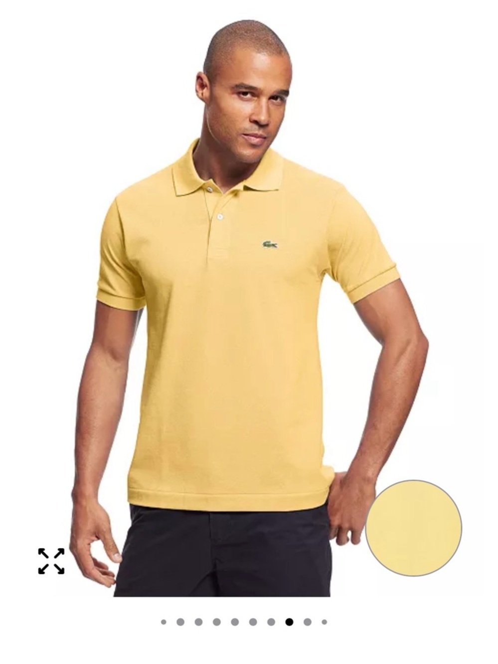 Lacoste Men's Pastel Yellow Polo with Embroidered Croc Size: XL